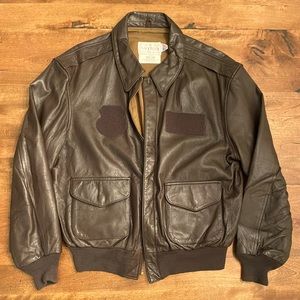 Military leather bomber jacket 100% goatskin 44